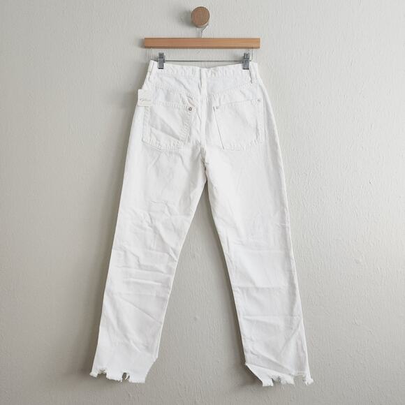 NEW Free People Tapered Baggy Boyfriend Distressed Straight leg Jeans White - Picture 6 of 12